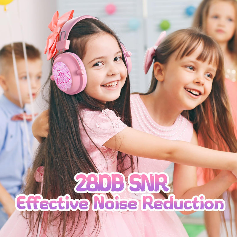 Noise Cancelling Headphones for Kids, 28dB SNR Kids Ear Protection Safety Ear Muffs for Monster Truck,Fireworks, Adjustable Kids Noise Cancelling Headphones for Autism,Toddler,Children, Pink