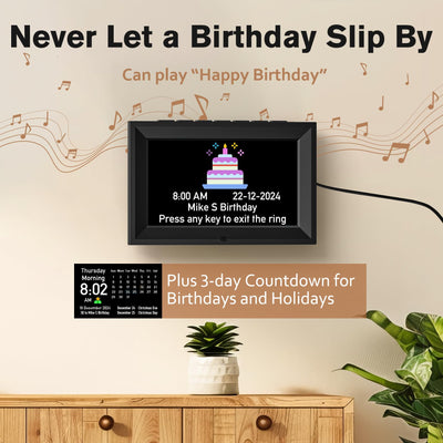Mpow 7'' Digital Calendar Clock, Talking Clock with 10 Volumes, 6 Display with 10 Color Modes, 10 Levels Auto Dimmable, Alarms & Birthday & Holiday Reminders, 3 Pill Reminders Clock for Seniors