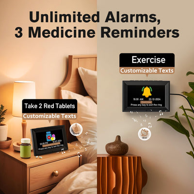 Mpow 7'' Digital Calendar Clock, Talking Clock with 10 Volumes, 6 Display with 10 Color Modes, 10 Levels Auto Dimmable, Alarms & Birthday & Holiday Reminders, 3 Pill Reminders Clock for Seniors