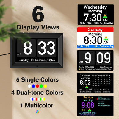 Mpow 7'' Digital Calendar Clock, Talking Clock with 10 Volumes, 6 Display with 10 Color Modes, 10 Levels Auto Dimmable, Alarms & Birthday & Holiday Reminders, 3 Pill Reminders Clock for Seniors