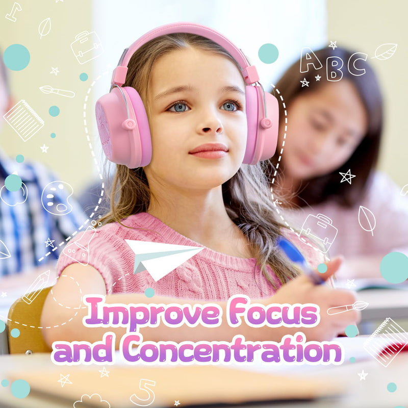 Noise Cancelling Headphones for Kids, 28dB SNR Kids Ear Protection Safety Ear Muffs for Monster Truck,Fireworks, Adjustable Kids Noise Cancelling Headphones for Autism,Toddler,Children, Pink