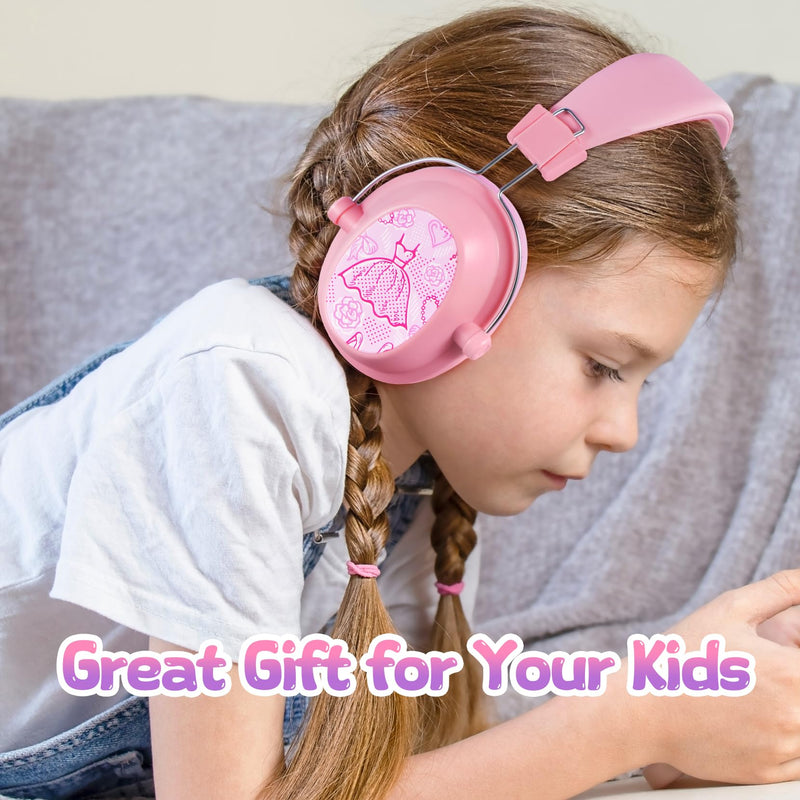 Noise Cancelling Headphones for Kids, 28dB SNR Kids Ear Protection Safety Ear Muffs for Monster Truck,Fireworks, Adjustable Kids Noise Cancelling Headphones for Autism,Toddler,Children, Pink