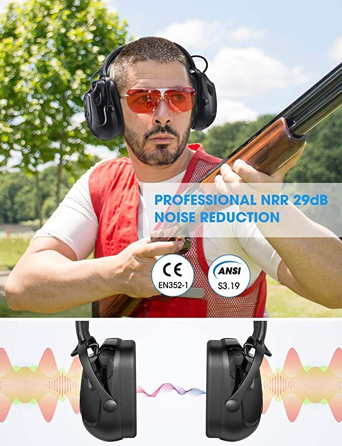 Mpow HP102 Bluetooth Electronic 3.5mm AUX Safety 36dB Nosie Reduction Shooting Earmuffs