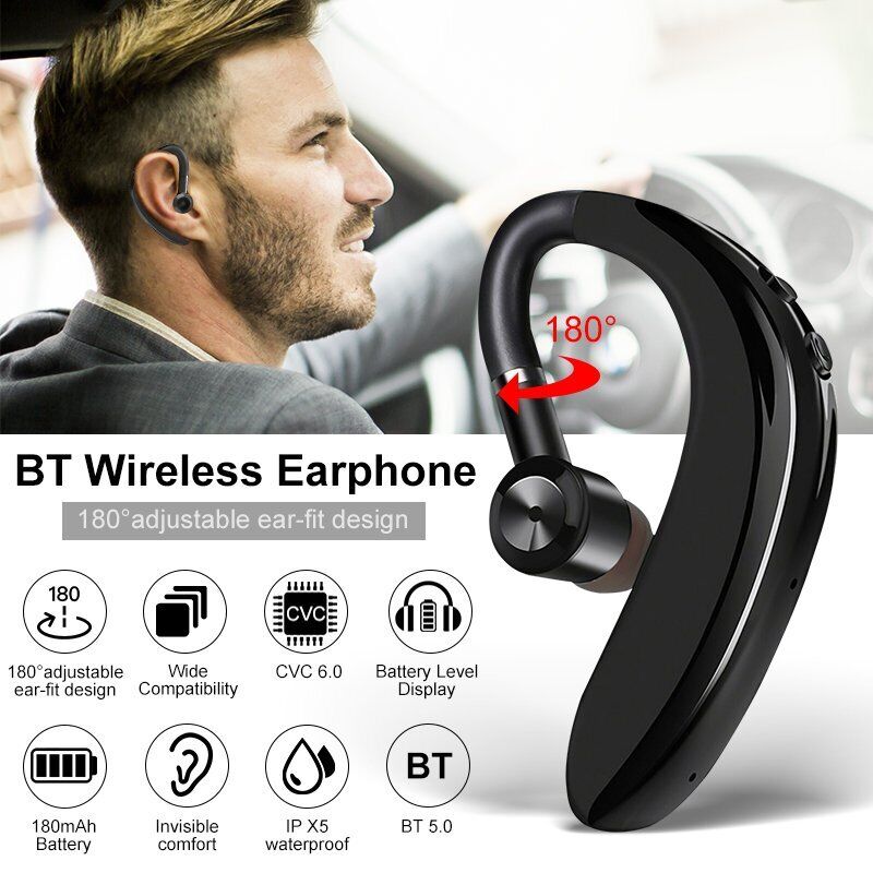 Mpow Wireless Bluetooth 5.0 Trucker Headset Earpiece Noise Cancelling Earbud Driving