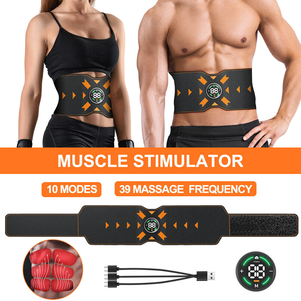 Muscle Stimulator for Abs, Arms, Hips, Back & Legs USB Rechargeable Muscle  Toner Wireless Portable EMS Abdominal Toning Belt for Men and Women, Office