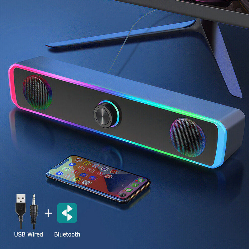 Bluetooth Speacker Computer Wired USB Powered/Bluetooth 5.0 Computer Stereo Laptop Speakers for De ...