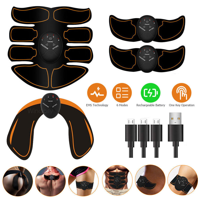 Rechargeable Abdominal Muscle Stimulator Trainer Abs Fitness Excersize Gear 6 Modes 10 Intensities