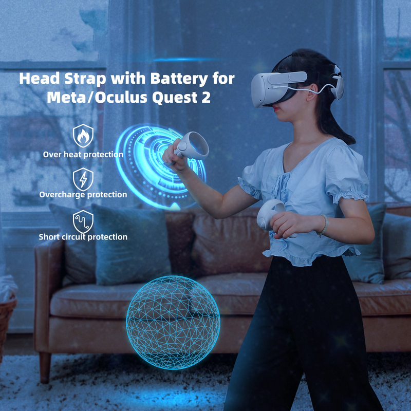 Head Strap with 5000mAh Battery for Meta/Oculus Quest 2