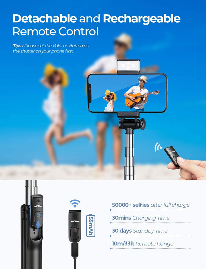Bluetooth Remote Mpow Selfie Stick Not Charging MPOW PA168A Selfie