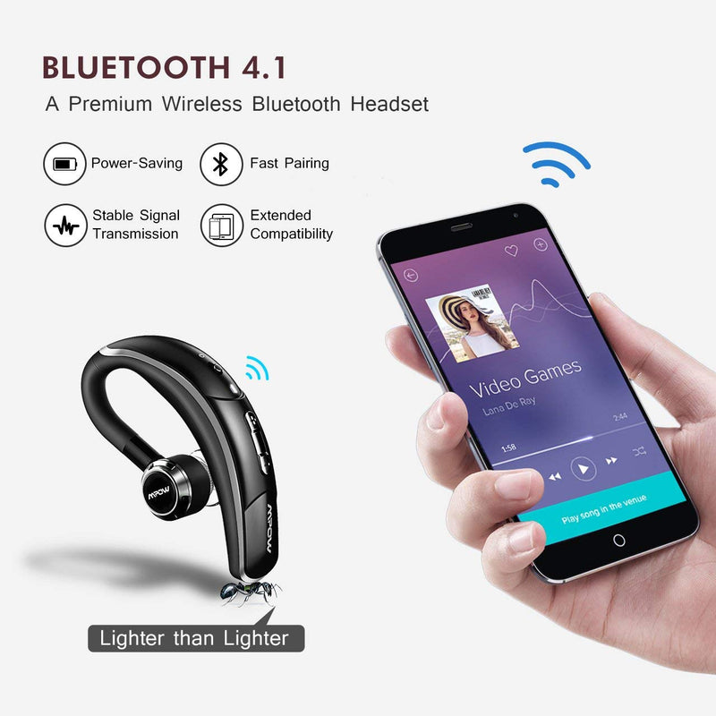 MPOW Crescent Bluetooth Headset w/ CVC6.0 Noise Cancelling Mic--without Mpow Logo