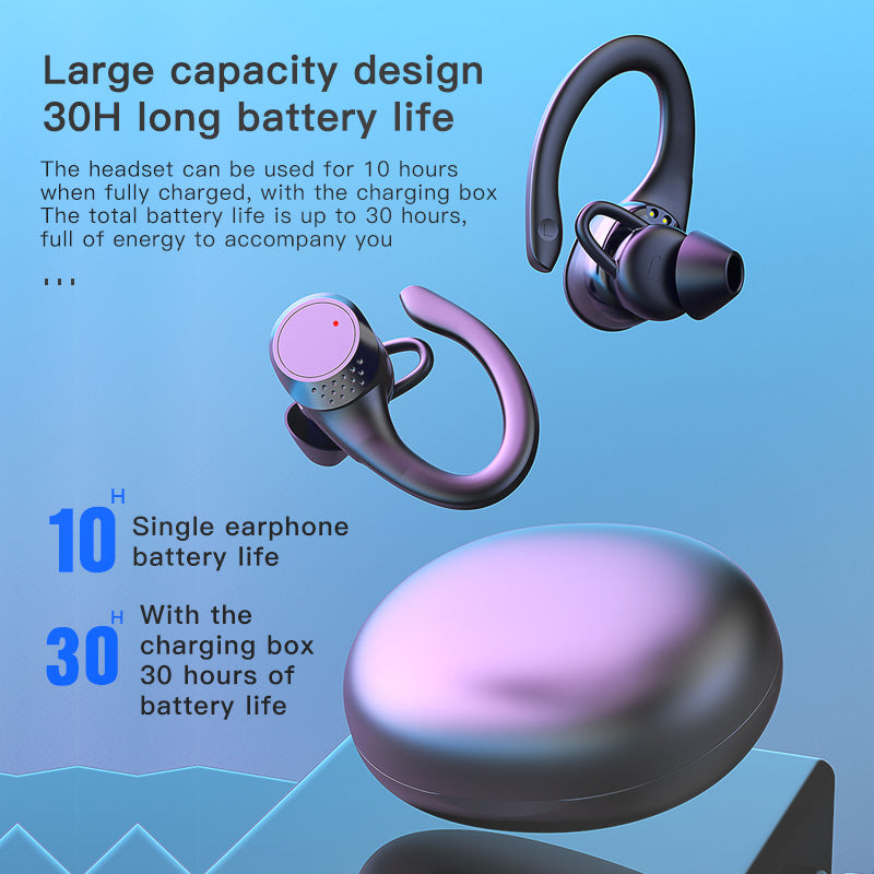 Mpow Bluetooth Headphones Wireless Earbuds 36Hrs Playtime Wireless Charging Case Digital LED Display Over-Ear Earphones with Earhook Waterproof Headset with Mic for Sport Running Workout Black