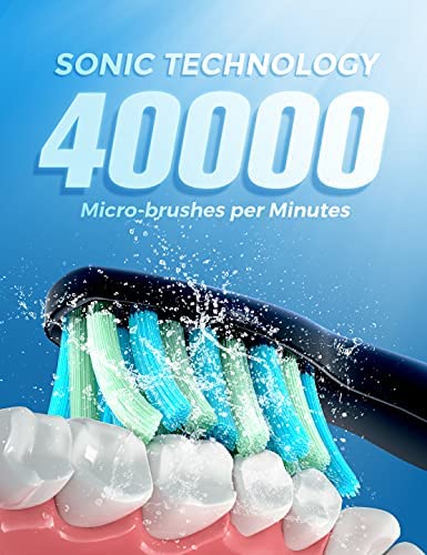 Mpow Sonic Electric Toothbrush  h with 8 Brush Heads, Travel Case, 40000 VPM Deep Clean 5 Modes