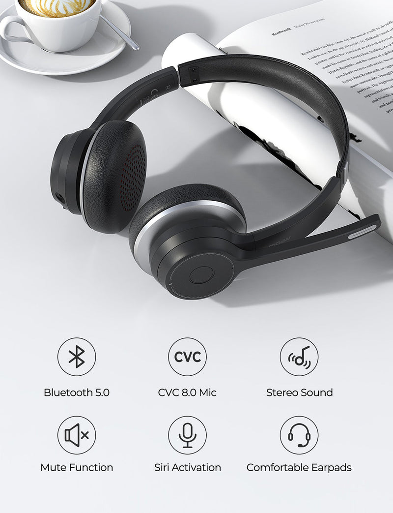 Mpow HC5 V5.0 Bluetooth Headset with Dual Mic