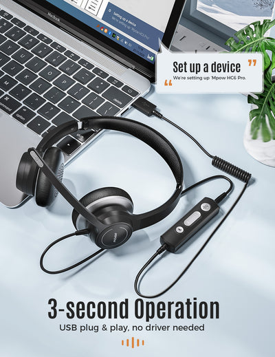 Mpow HC6 Pro USB Headset with Microphones