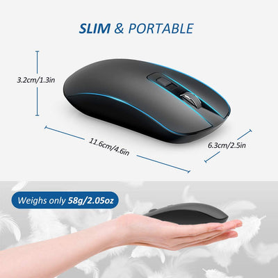 Slim & Noiseless 2.4G USB PC Laptop Computer Cordless Mice with Nano Receiver,1600 DPI Mouse