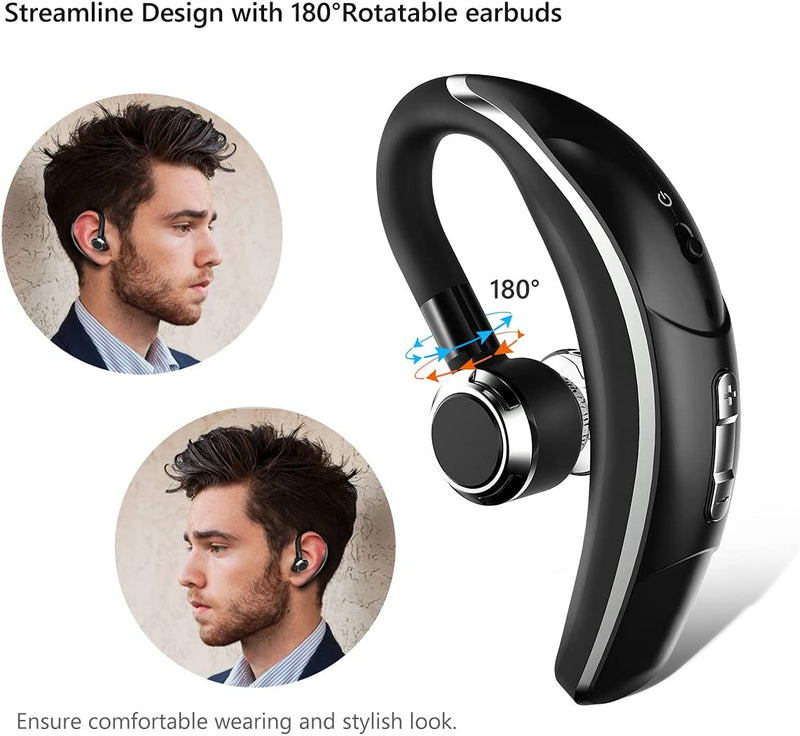Bluetooth Wireless Earpiece Headset Hands-free Calling with Clear Voice 280 Hours Standby Time