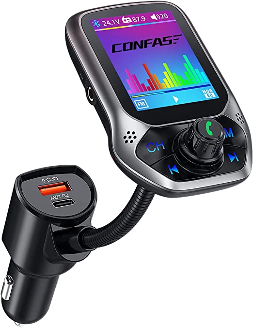 [Upgraded] CONFASE PD20W+2 CVC Mic V5.0 FM Transmitter for Car