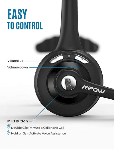 Mpow M5 Pro Trucker Bluetooth Headset 2-Pack