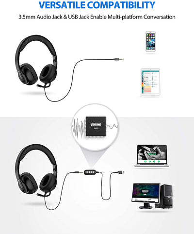 Mpow 3.5mm/USB Headsets with Mute Function