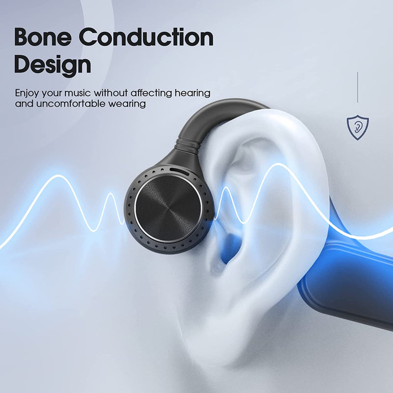Bluetooth Bone Conduction Sport Headphones, Open-Ear Wireless Running Headphones w/Stereo Sound,Bluetooth 5.0 Earbuds Hearing Protection Earphone w/IPX5 Waterproof/9Hrs neckband headphones