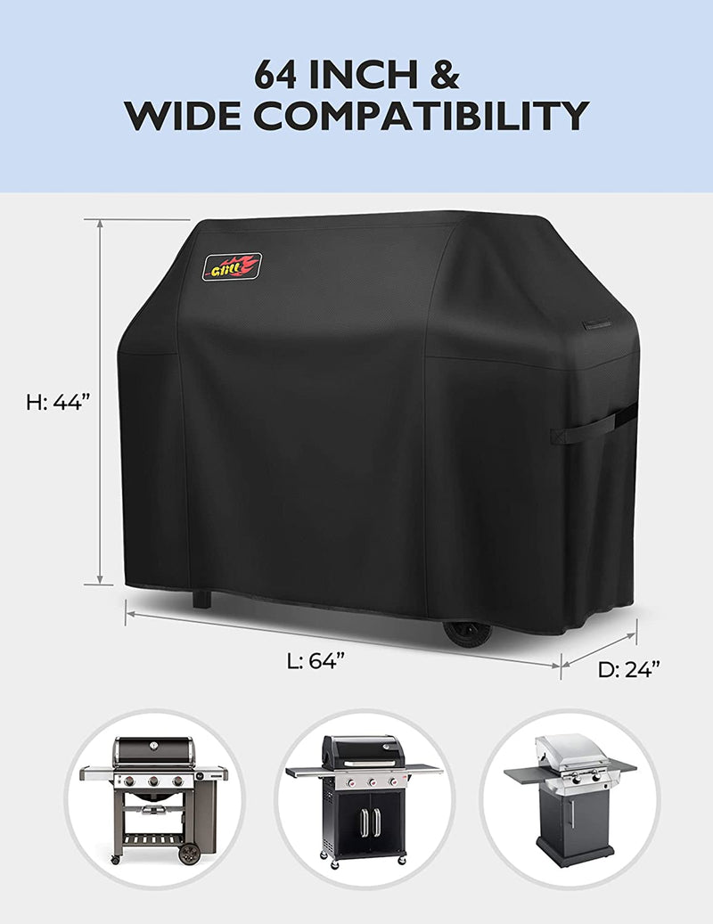 600D BBQ Grill Cover 64 Inch, Heavy Duty Waterproof Gas Grill Covers, Special Fade & Wind Resistant Barbecue Cover Fits