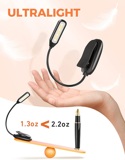 Book Light Clip on Rechargeable LED Clip-on Reading Light 3 Color Temperature USB Lamp