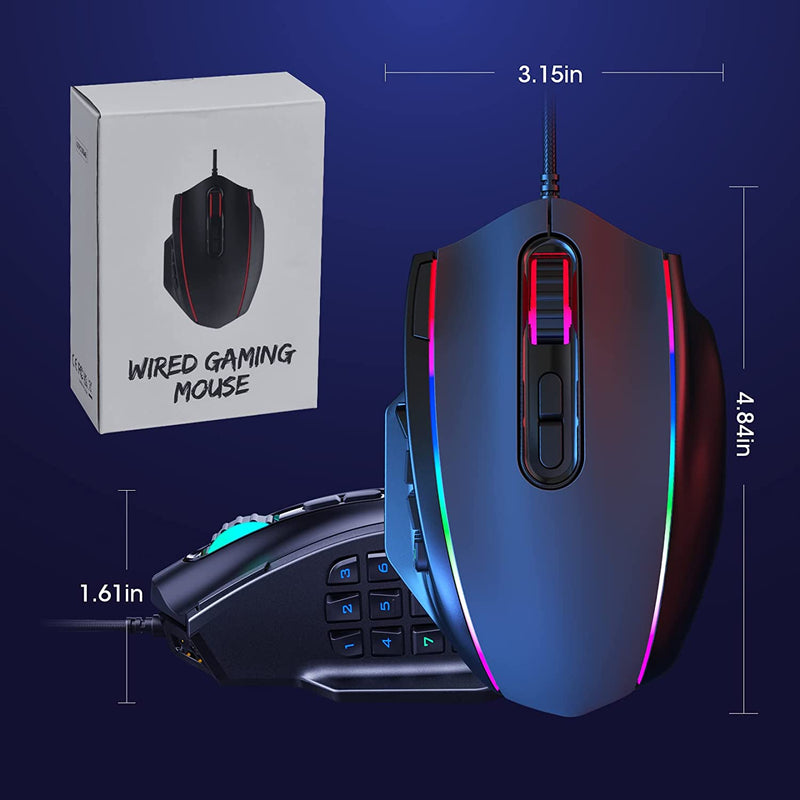 Led Mouse Back Gaming Mouse, RGB LED Backlit Mouse with Side Buttons – MPOW