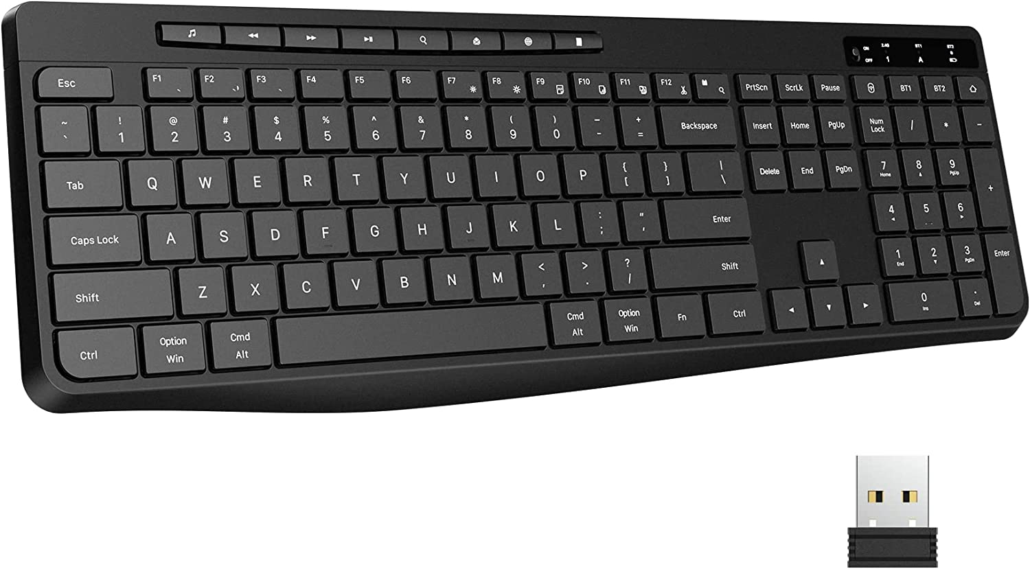 Wireless Keyboard MultiDevice, 2.4G & Dual Bluetooth Computer Keyboar