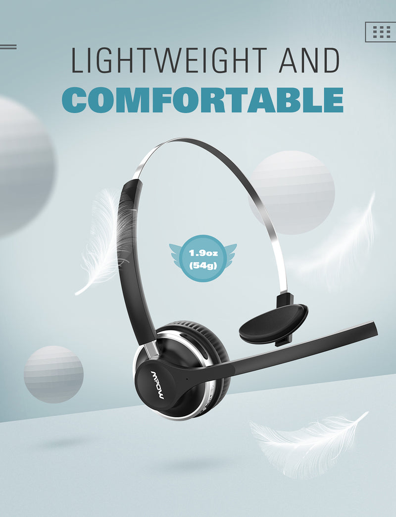 [wholesale: $21-$35 /piece] Mpow HC3 Bluetooth Headset with Charging Dock(Wired Optional)