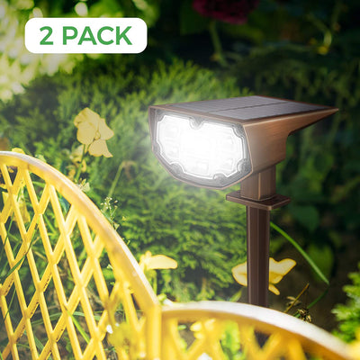 CD297 Bronzed-Colored Solar Spotlights 2 Pack, Cold White