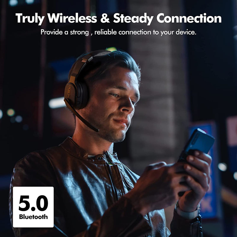 Mpow HC7 Bluetooth Headsets Over-Ear, Detachable Earpad Single/Dual Mode for Office