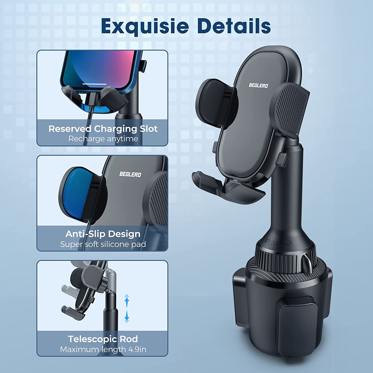 Wholesale Car Mobile Phone Holder Adjustable Mount Water Cup Holder  Navigation Bracket Center Console Rear Seat Universal black From China