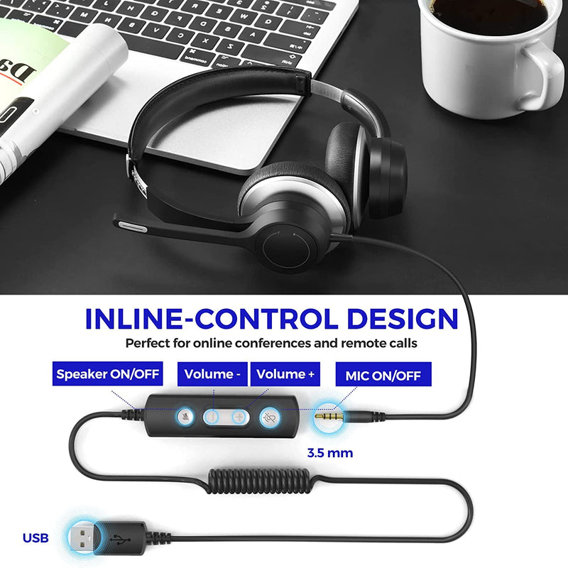 USB Headsets with Microphone, Computer Headset for Laptop