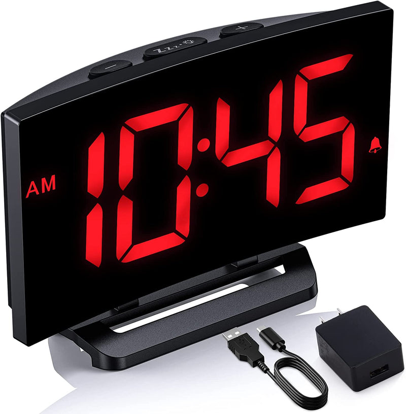 Mpow Alarm Clock for Bedrooms Kids, Digital Clock Curved Design, 6 Levels Brightness, Battery Backup