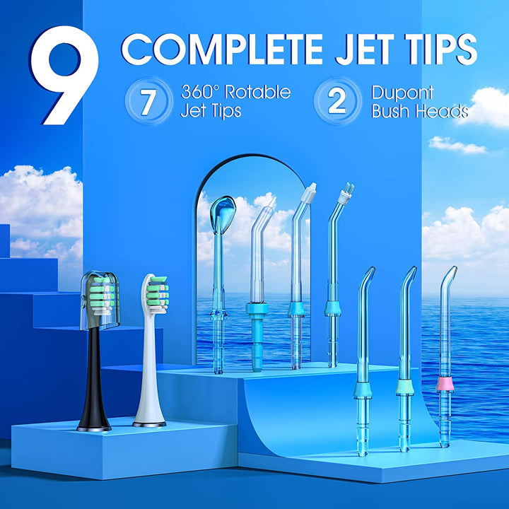 IWASAKIHYLUX 4500 MT100 SW 100W 6本セット Water Flosser and Toothbrush Combo in One, 600ml Oral Irrigator – MPOW