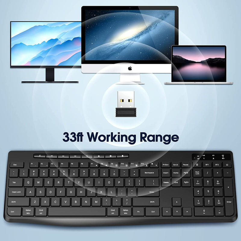 Wireless Keyboard Multi-Device, 2.4G & Dual Bluetooth Computer Keyboar ...