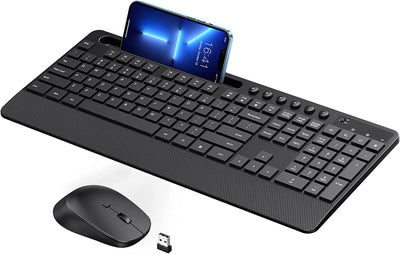 Wireless Keyboard and Mouse Combo, 2.4GHz Lag-Free Ergonomic Keyboard Full-Size-PC321