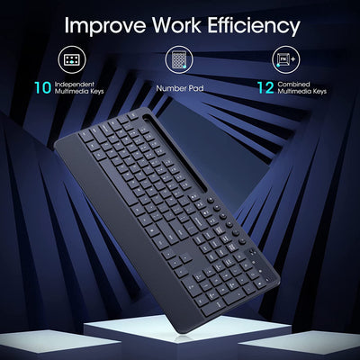 Wireless Keyboard and Mouse Combo, 2.4GHz Lag-Free Ergonomic Keyboard Full-Size-PC321