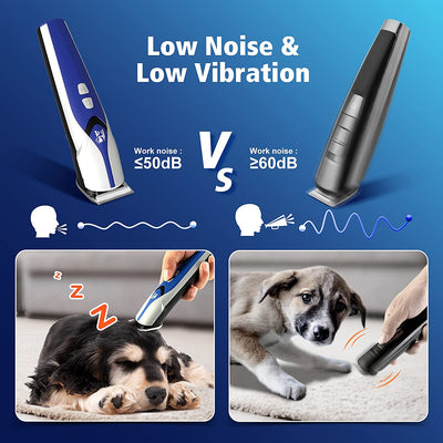 Dog Clippers Professional, 5-Speed Low Noise Heavy Duty Dog Clippers for Grooming