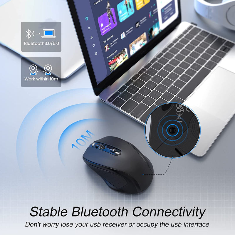 Wireless Mouse, Ergonomic Mouse, 6 Button, 5 Adjustable DPI(800-2400)