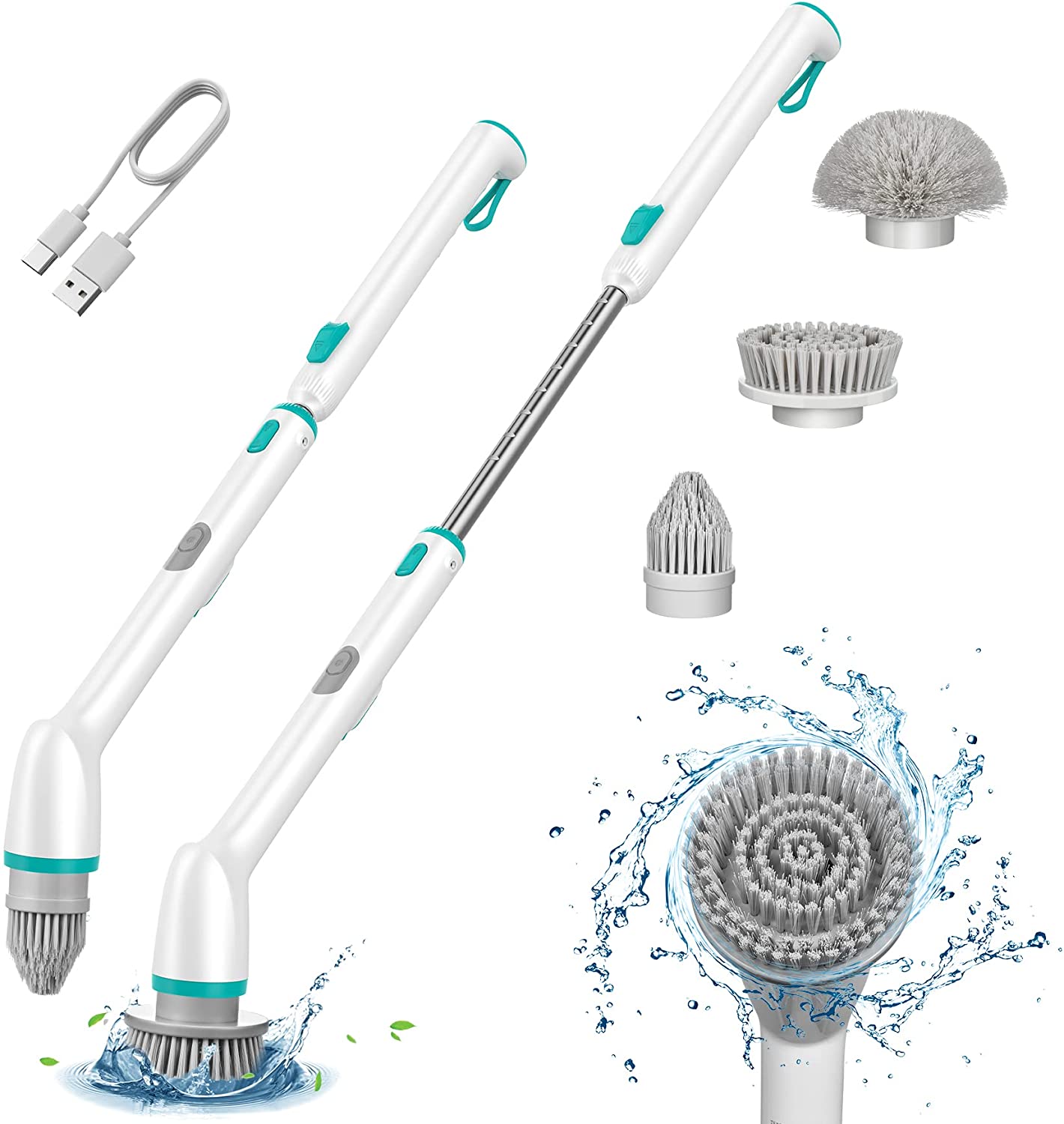 Electric Spin Scrubber, IPX7 Waterproof Cordless Cleaning Brush with 3 –  MPOW