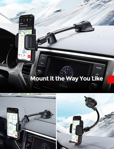 Phone Mount for Car, 2 in 1 Dashboard Windshield Phone Holder with Stabilizer