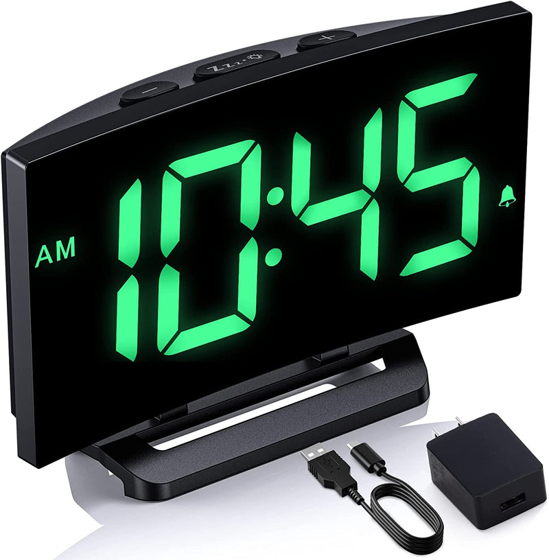 Digital Alarm Clock for Bedrooms, Bedside Clock with 6 Levels of Brightness-HM750