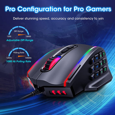 Gaming Mouse,  RGB LED Backlit  Mouse with Side Buttons