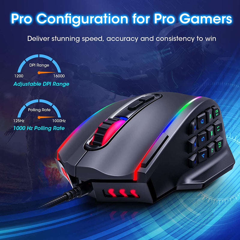 Full Led Mouse Gaming Mouse, RGB LED Backlit Mouse with Side Buttons – MPOW