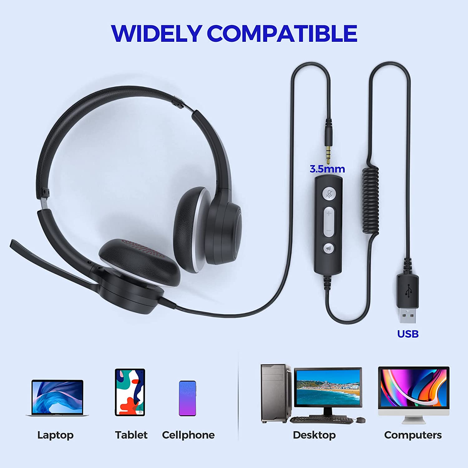 Computer Headset Telework USB Headsets with Microphone, Computer Headset for Laptop โ MPOW