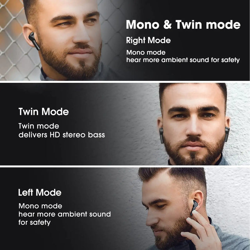 Wireless Earbuds in Ear 4-Mic Noise Cancelling Call, Bluetooth Earphones w/Punchy Bass