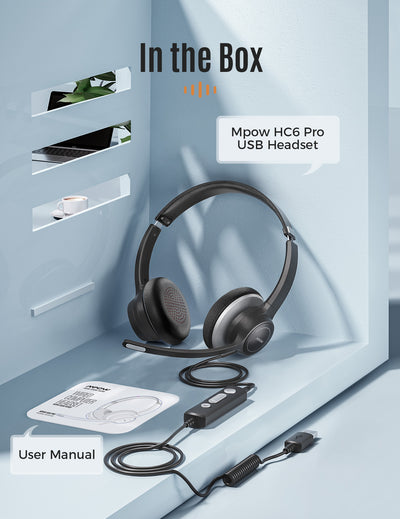 Mpow HC6 Pro USB Headset with Microphones