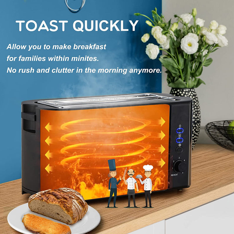 Toaster 4 Slice, Long Slot Toaster 2 Slice, Extra-Wide Stainless Steel Toasters