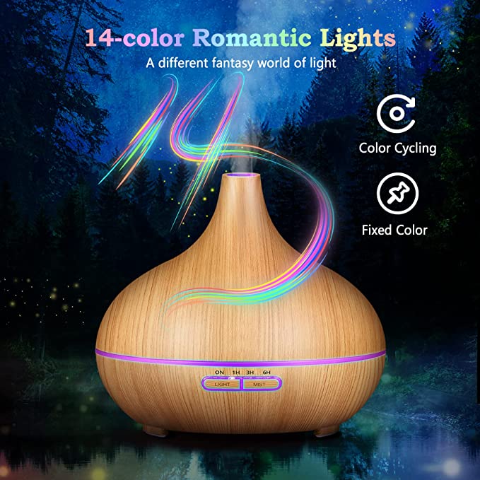 Aromatherapy Diffuser, 500ml Essential Oil Diffuser, Set with 6*10ML Essential Oils